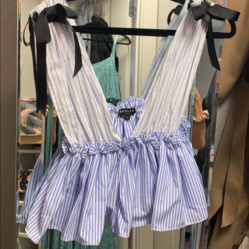 Striped deep v top